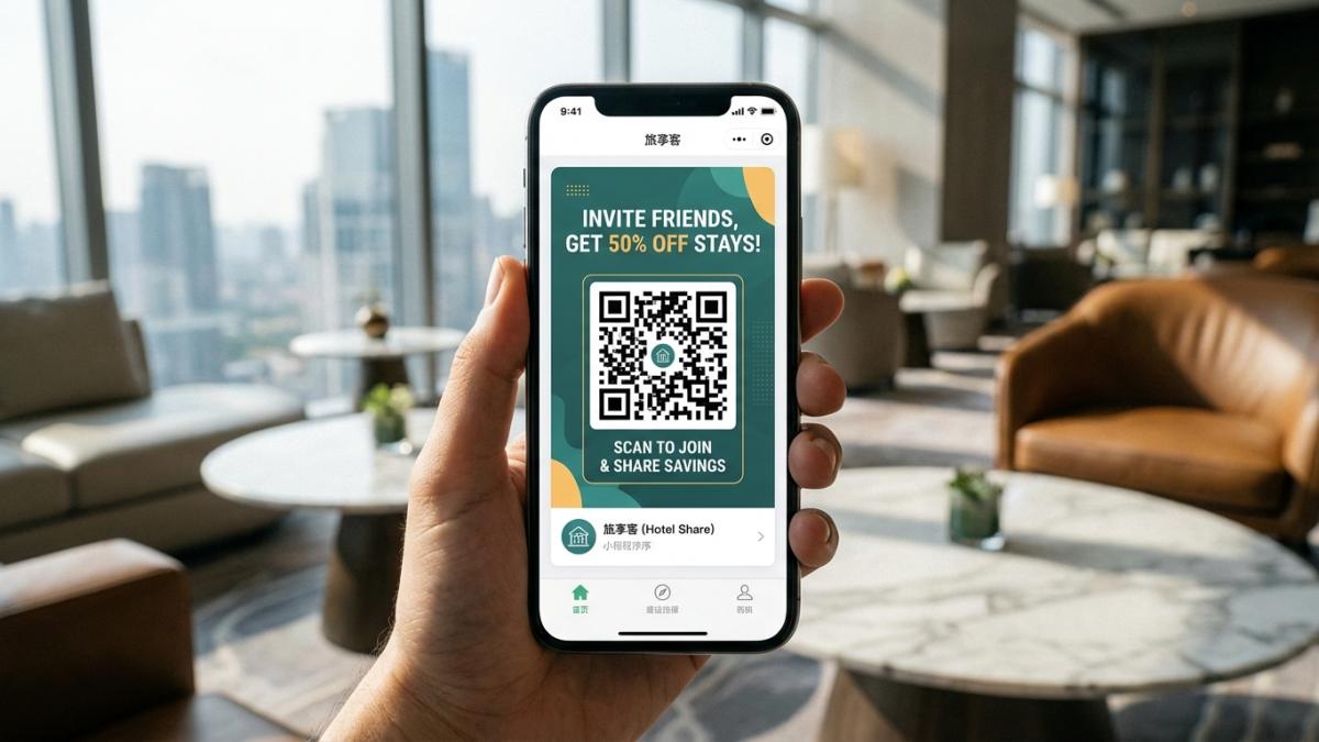 酒店预订小程序分销分享海报