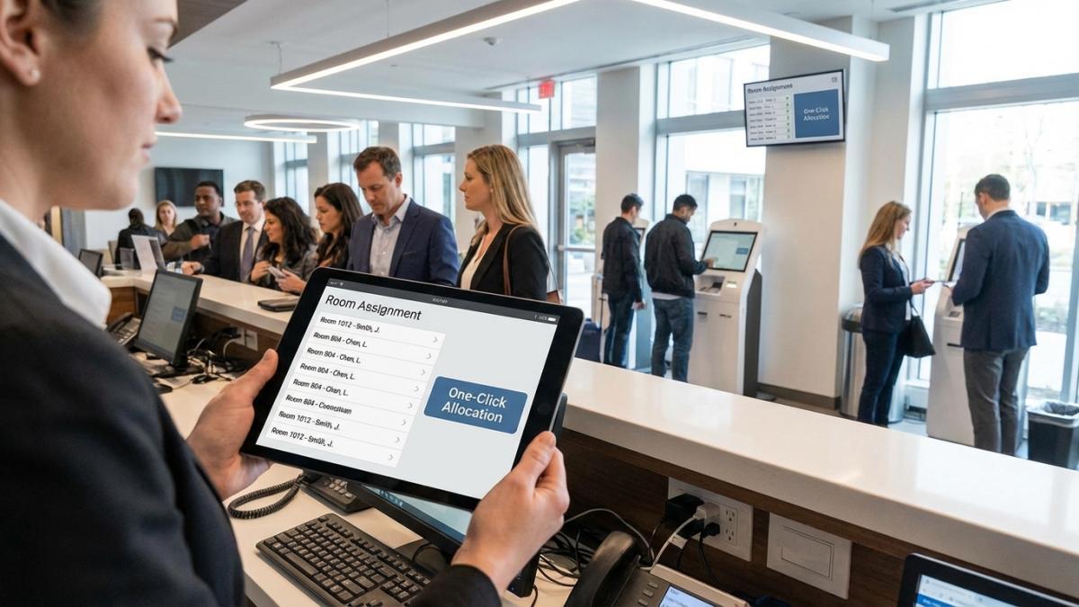 前台用平板一键分配房间的智能分房场景